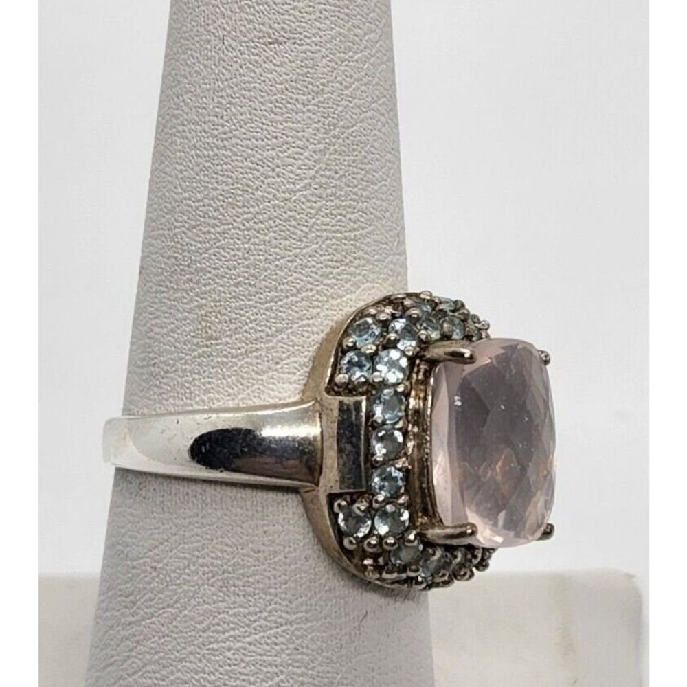 925 STERLING SILVER QUARTZ & ZIRCON RING SIZE 8 - Picture 2 of 5